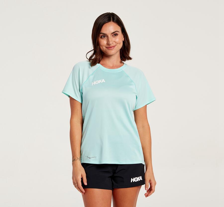 Hoka One One Top Dame - Performance Kort Sleeve - Blå - 603197UTG